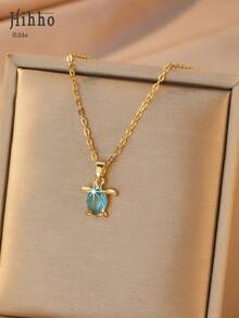 Hihho 1pc Ocean Series Summer Limited Edition Colorful Sea Turtle Necklace, Elegant Clavicle Chain, Versatile For Daily Wear And Vacation - Baby Turtles - View 5