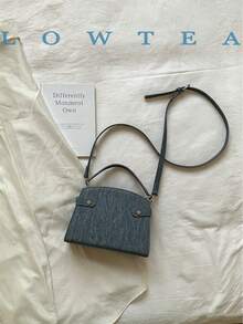 low tea New Summer Fashion Women's Handbag, Stylish Adjustable Shoulder Strap Decoration, Minimalist Solid Color High-End Metal Decor Commuter Shoulder Bag - Blue - View 6