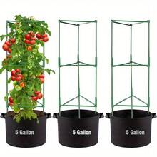 3个加厚透气园艺种植袋，7加仑（27.5升）方形网格种植箱，轻便，适合室内外使用，网格设计适合种植蔬菜和花卉，室内园艺配件 - 黑色 - 查看 13