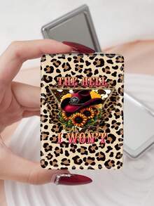 1pc Millennium YK Style Leopard Print Series Portable Folding Ultra-Thin Convenient High-Quality Stainless Steel Plated Bright Silver Nano Electroplated Frame Delicate Details Suitable For Multiple Occasions For All - Multicolor - View 11