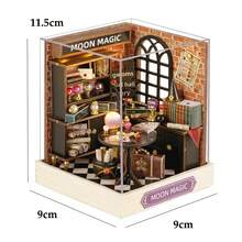 Zuuton Kit de casa de muñecas en miniatura DIY con muebles y luces LED Rompecabezas de madera 3D Casa de bruja de Halloween Kits de construcción de modelos para adultos - QT-031 con tapa - Ver 19