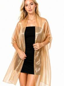 1pc Women's Elastic Satin Shawl, Suitable For Wedding, Party, And Holiday Dress,Beach - Multicolor - View 9