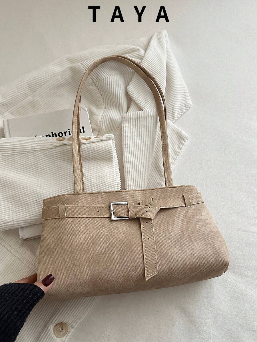 Damen Retro Jeans Umhängetasche, Y2K Schnallen Design Unterarmtasche, Vintage Jeans Handtasche, Große Kapazität Lässig Baguette Tasche, geeignet für den täglichen Gebrauch