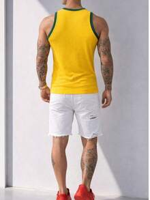 Men's Sports Tank Top Brazil With Embroidered  Comfort And Elegance - màu vàng b - Xem 2