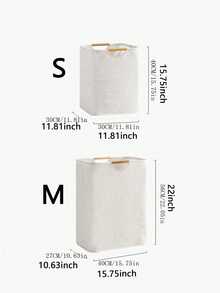1 pieza Cesta de lavandería plegable con asa de madera, cesto de almacenamiento plegable para baño, lavadora, ropa, organizador de tela para camisetas, jeans, ropa interior, calcetines, ropa de cama, dormitorio, cocina, solución de almacenamiento doméstico, diseño compacto y ahorro de espacio, cesta tejida resistente - Albaricoque - Ver 6