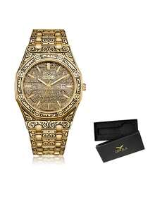 ONOLA Men's Luxury Date Quartz Watch - Gold - View 10