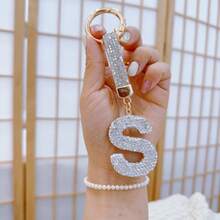 1pc Diamond Embellished Lucky Letter Keychain Car Key Chain With Crystal, Bling Key Fob - Multicolor - View 20