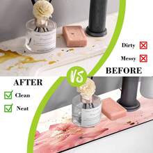 1pc Pink Floral Diatom Mud Decorative Non-Slip Silicone Faucet Drain Pad, Kitchen Drain Pad, Suitable For Bathroom And Kitchen Faucet Protection And Decoration. - Multicolor - View 11