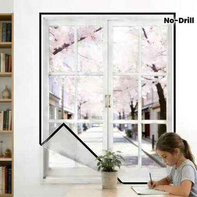Self-Installation Window Screen Net, Densely Woven To Prevent Mosquitoes And Insects, Allows Ventilation And Airflow Without Affecting Lighting, Window Curtain, No Drilling Required For Installation
