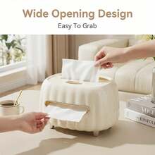 Caja de papel de estilo crema de lujo nórdica, accesorio de lujo para almacenar el control remoto en la mesa de centro de la sala de estar, ¡crea un espacio de vida limpio y ordenado! - Blanco crema - Ver 10