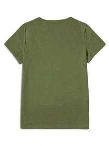 Camiseta de manga corta de verano con estampado de letras casual para mujer - Gris Claro - Ver 5