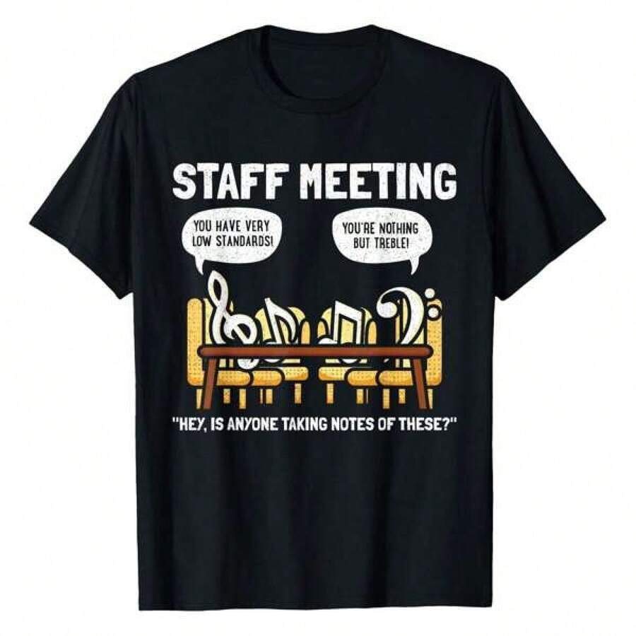 Damt-t-shirt i plusstorlek med roliga musiknoter, för musikteoretiker, musiker och musiklärare. Damsommarklänning, rund halsad t-shirt med bokstavstryck för unga flickor, avslappnad, bekväm och moderiktig. - Svart - Visa 1