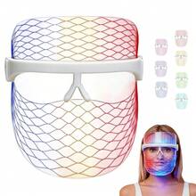 7-Color LED Face Light Therapy Mask, Includes Red, Blue And Amber Light Modes, Rechargeable Portable Photon Skin Care Device, Suitable For Men And Women, Facial Skin Rejuvenation - 無色 - 查看 1