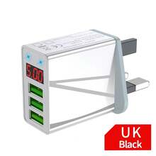 Cargador de pared de alta potencia y carga rápida, cargador solar para teléfonos celulares, paneles solares, cargador de pared USB de 3 puertos con pantalla LED digital, para el Día de los Caídos y el inicio del verano - Enchufe blanco del Reino Unido - Ver 3