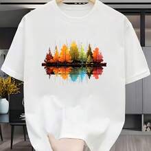Printed T-Shirt For Men And Women - 白色 - 查看 1