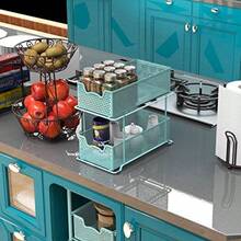 Simple Houseware - Cajón organizador deslizante de 2 niveles, color - Turquesa - Ver 6