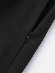 Falda pantalón negra de unicolor minimalista para uso casual, oficina y viajes, con hebilla y cinturón, para verano - Negro - Ver 4