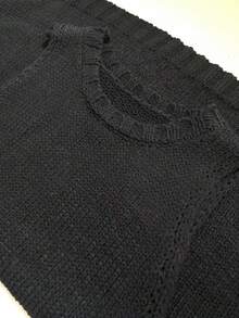 Plus Size Women's Solid Color Round Neck Sleeveless Knit Vest, Loose Vintage Slouchy Basic Knit Top, Plus Size Sweater Vest Black - Black - View 8