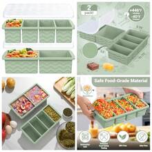 Silicone Freezer Molds For Soup With Lid, 1-Cup & 2-Cup Large  Trays Food Storage Containers For Meal Prep, Freeze 500mL/250mL/125mL Portions – 2 Pack - 1 - 查看 1
