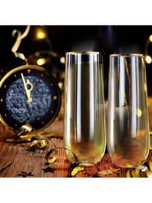 Bộ 5/1 ly sâm panh không quai, viền vàng, ly cocktail trong suốt, chống vỡ, lý tưởng cho các buổi tụ họp, đám cưới, sinh nhật, dã ngoại mùa xuân, tiệc mùa hè. - Nhiều màu - Xem 4