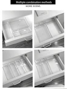 Hộp đựng đồ trang điểm bằng acrylic trong suốt có ngăn kéo và vách ngăn (10/9/8/1 chiếc), hộp đựng văn phòng phẩm để bàn, hộp sắp xếp ngăn kéo bàn làm việc tại nhà. - Trong sáng - Xem 9