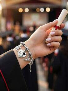 Personalized 2026 Graduation Charm Bracelet, Customized Name And Year Engraved Heart Pendant, Adjustable Snake Chain With Graduation Cap And Diploma Charms, Stainless Steel Jewelry, 2026 Class Graduation Gift For Daughter Friend, Unique Graduation Gift For Her, Back To School Gift - Multicolor - View 2