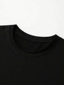 Camiseta de manga corta de verano casual con estampado de eslogan para hombres - Blanco y Negro - Ver 5
