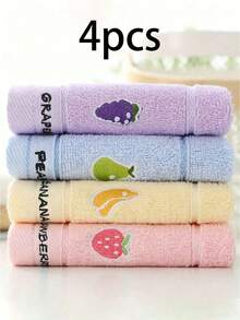 Toalha pequena (1/4 unidade) com bordado de frutas, tamanho 25x50cm, diversas opções de cores, ideal para lavar o rosto e as mãos, uso doméstico, absorvente, secagem rápida, cores vibrantes, perfeita para banheiro, escola, cozinha, presentes de Natal, viagens e atividades ao ar livre. - Multicolorido - Ver 12