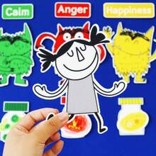 hoojojo 20er Monster Farbenserie Filz-Geschichten-Set, Emotionen-Thema Erzähl-Requisiten Rollenspiel interaktives Zuordnungsspiel, Emotionslernspiel Lehrmittel, Klassenzimmer-Lernmaterialien, Familienaktivität Partyspiel, Schulanfang Halloween Geschenk - Verschiedenfarbig - Übersicht 5