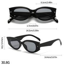 1PC Unisex Simple Oval Small Frame Y2K  Street Casual Fashion Glasses For Vacation - Blue - View 5