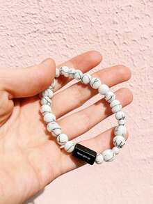 1 chiếc vòng tay hạt cườm bằng thép không gỉ mờ màu trắng ngọc lam, khắc chữ theo yêu cầu, quà tặng cặp đôi cá nhân hóa với thông điệp truyền cảm hứng, unisex. - Nhiều màu - Xem 3