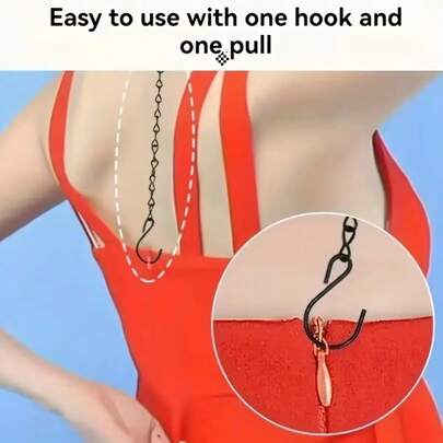 Invisible Zipper Puller Tool, One Hook One Pull Easy Zipper Closer, Convenient Zipper Assist For Dresses, Swimsuits, No Sewing Or Nailing Required