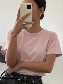 Summer Off-Shoulder T-Shirt - 粉色 - 查看 6