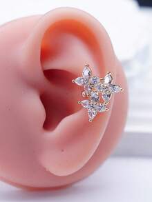 1 pieza Elegante Orejera con Circonita en Forma de Estrella, Diseño de Nicho Elegante, Estilo Elegante para Ir al Trabajo - Dorado - Ver 5
