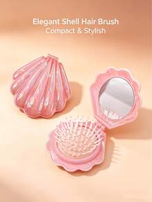 1 Shell Airbag Comb Massage Scalp Portable Shell Comb Girl Comb Student Comb Foldable Comb - Multi-Color Foldable Comb, Portable Built-In Mirror - Multicolor - View 3