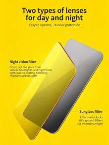 2-In-1 Day & Night Anti-Glare Sun Visor, High-Definition Polarized Anti-Dazzle Driving Glasses, Universal Glare-Proof Sun Visor Against High Beam, Easy Installation Car Safety Accessory, Fit All Vehicle Models - A - View 7