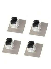 12 piezas/4 piezas/2 piezas/1 pieza Ganchos adhesivos blancos de pared de alta resistencia para organizar y almacenar, soporte para trapeadores para baño, cocina y dormitorio - Negro - Ver 22