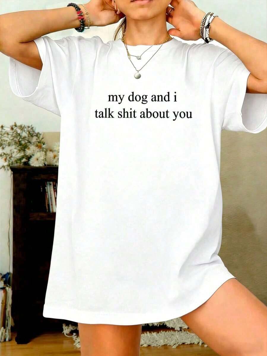 This High-Quality, Loose-Fitting Women's Crew Neck T-Shirt Features A Variety Of Prints, Including Lettering, Cartoon Hearts, And Small Animal Designs. It's Perfect For Everyday Casual Wear And Beach Outings. It's Also A Great Choice For Couples' Vacation Outfits. Made From 100% Pure Cotton, This 200-Gram Fabric Is Soft, Comfortable, And A Must-Have For Everyday Wear. - 白色 - 查看 1
