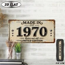 2D flach, 1 Stück vintage Metall Dekorationsplakette (12"X6"), Dekorationsplakette Vintage Jahr 1970, Dekoratives Schild, Außen- und Wanddekoration, geeignet für Wohnzimmer, Schlafzimmer, Büro, Veranda, Terrasse, Garten, 1970 wichtiges Geburtsjahr Geschenk, nur zur Dekoration - A - Übersicht 6