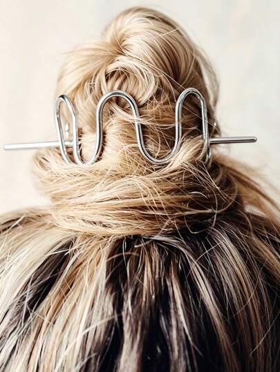 1 Piece Sleek Modern Wave Hairpin, Women's High Bun Hair Stick, Versatile Daily Wear Hair Accessory, Stylish & Minimalist Hair Ornament For Casual & Formal Outfits, Perfect For Everyday Hairstyling