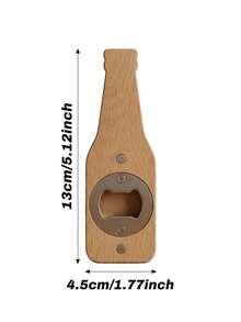 Customized 1/5/10 Pcs Bottle-Shaped Wooden Magnetic Bottle Opener, Customizable Engraving & Logo Printing, Multi-Functional, Elegant & Durable, Decorative Effect, Reusable, Suitable For Home, Customized Bottle Opener, Travel Storage, Kitchen Utensils, Etc. - Multicolor - View 2