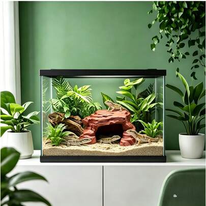 Hang động sa mạc in 3D bằng nhựa PLA dành cho thú cưng bò sát, thích hợp cho thằn lằn bờm, tắc kè báo đốm. Cần dán keo hoặc lót cát/đá ở đáy để tránh bị xê dịch. Trang trí bể nuôi tạo một ngôi nhà ấm cúng cho bò sát.