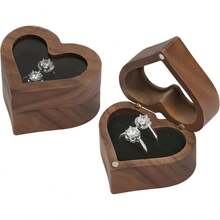 2-Slot White Heart-Shaped Personalized Jewelry Box With Transparent Lid, Suitable For Proposal, Engagement, Wedding, Anniversary - Black - 2 Slots. - View 13