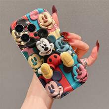 Disney Mickey Mouse Phone Case, Official Mickey Character Design, Mickey Sitting In Plush Texture On A Colorful Mickey-Patterned Background Protective Cover. Compatible With IPhone 17, 16, 15, 14, 13, 12, 11 Pro Series, Featuring The Cheerful Mouse Surrounded By Vibrant Mickey Silhouettes, Perfect For Mickey Fans And Disney Lovers, Ideal For Birthdays, Holidays, Anniversaries, Graduation Gifts, Or Any Special Occasion To Surprise Family, Friends, Classmates, And Loved Ones. - trắng - Xem 3