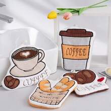 1/4/8pcs Creative Coffee Bread Shaped Towels, High Absorbent Coral Fleece Hanging Towels For Bathroom And Kitchen - Multicolor - View 5