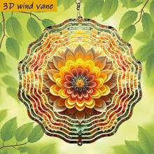1 pieza Flor colorida en 3D que florece, de 25,5 cm/10 in * 25,5 cm/10 in con gancho giratorio, juego de giro creativo DIY de 360°, rotación impulsada por el viento, fácil instalación, adecuado para regalos de Navidad, Halloween y otras festividades (colgante no incluido), estilo aleatorio - A - Ver 1