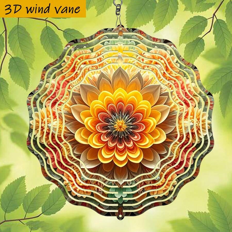 1 pieza Flor colorida en 3D que florece, de 25,5 cm/10 in * 25,5 cm/10 in con gancho giratorio, juego de giro creativo DIY de 360°, rotación impulsada por el viento, fácil instalación, adecuado para regalos de Navidad, Halloween y otras festividades (colgante no incluido), estilo aleatorio - A - Ver 1