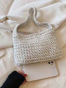 Hand-Woven Seashell Wallet - Crossbody Backpack Style, With Pearl Chain, Bohemian Style Pearl Chain Shoulder Strap, Women's Holiday Beach Accessory - Rose Gold - View 6