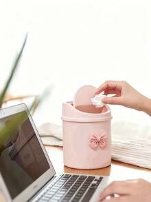 Thùng rác mini để bàn có nắp đậy, thùng rác nhựa có nắp xoay, thích hợp cho gia đình, văn phòng, nhà bếp, phòng ngủ và sử dụng hàng ngày. - Nhiều màu - Xem 1