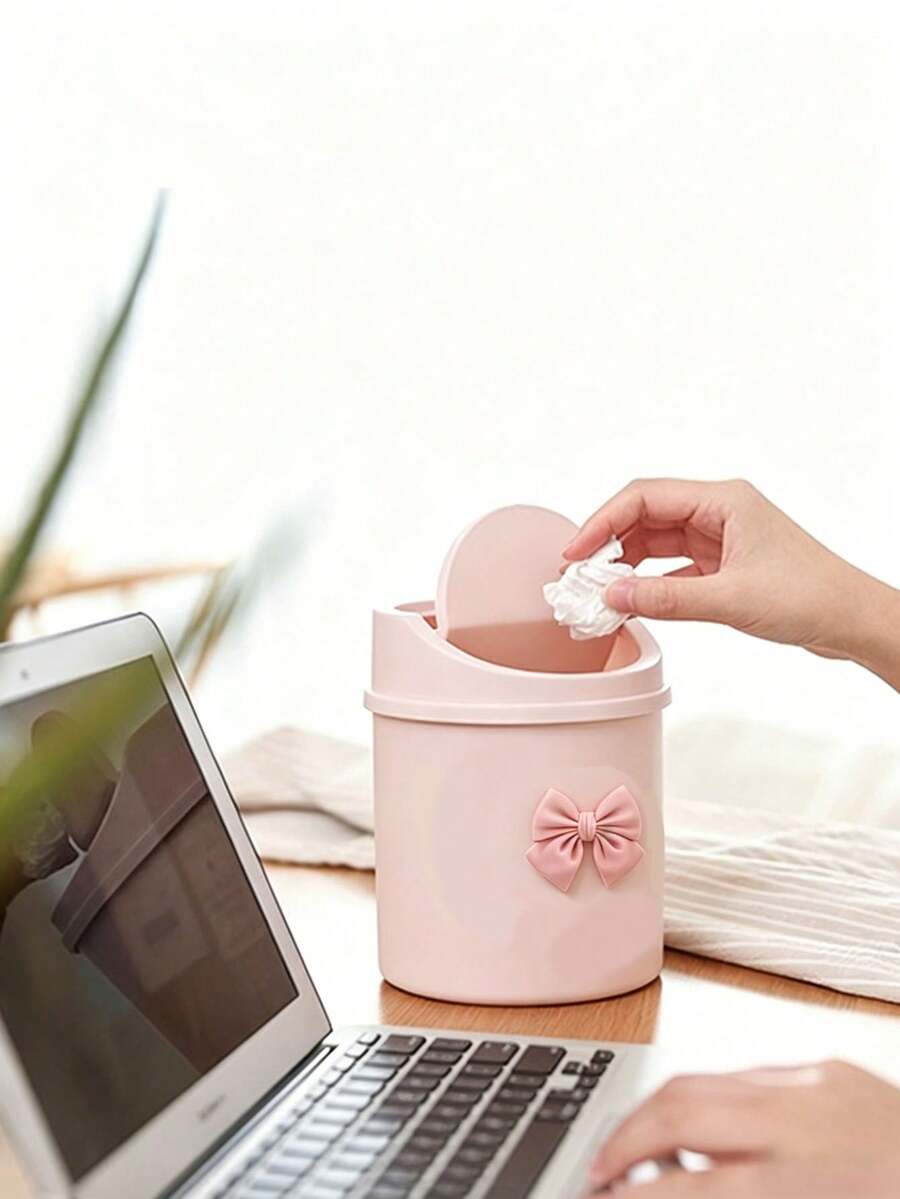 Thùng rác mini để bàn có nắp đậy, thùng rác nhựa có nắp xoay, thích hợp cho gia đình, văn phòng, nhà bếp, phòng ngủ và sử dụng hàng ngày. - Nhiều màu - Xem 1